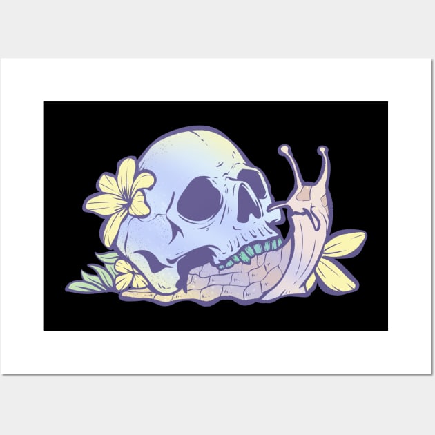 Pastel Goth Kawaii Eboy Egirl Emo Cute Skull Snail Grunge Wall Art by TellingTales